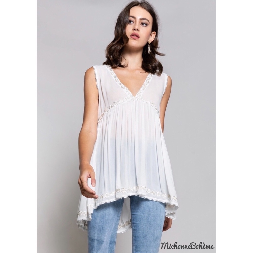 POL Pink Embroidered Sleeveless Babydoll Top - Picture 8 of 8